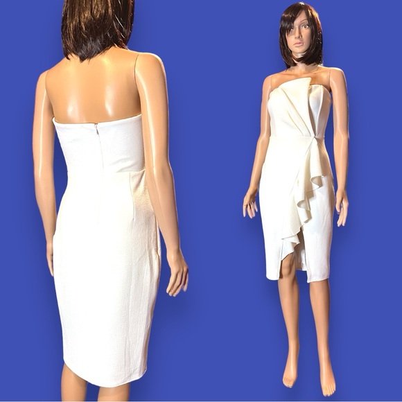 🎉HP!🎉NWT Vernacular Peplum Faux Wrap Style Knee Length Bustier Dress. Small - Picture 3 of 15